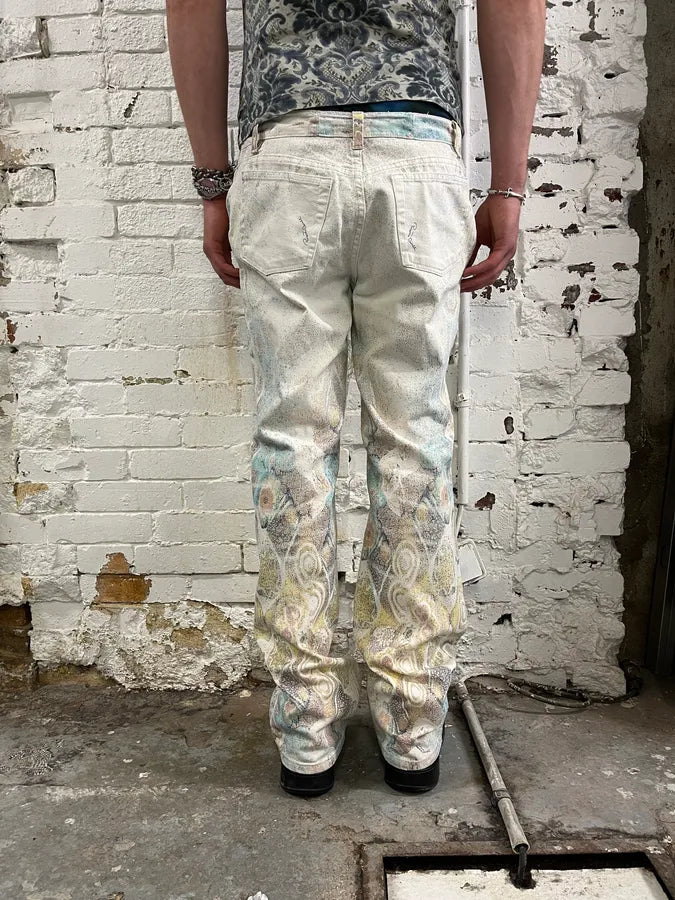 2000s Roberto Cavalli Gradient Ornaments White Pants fRHDhPV 4