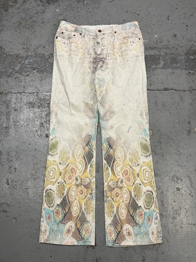 2000s Roberto Cavalli Gradient Ornaments White Pants fRHDhPV 5