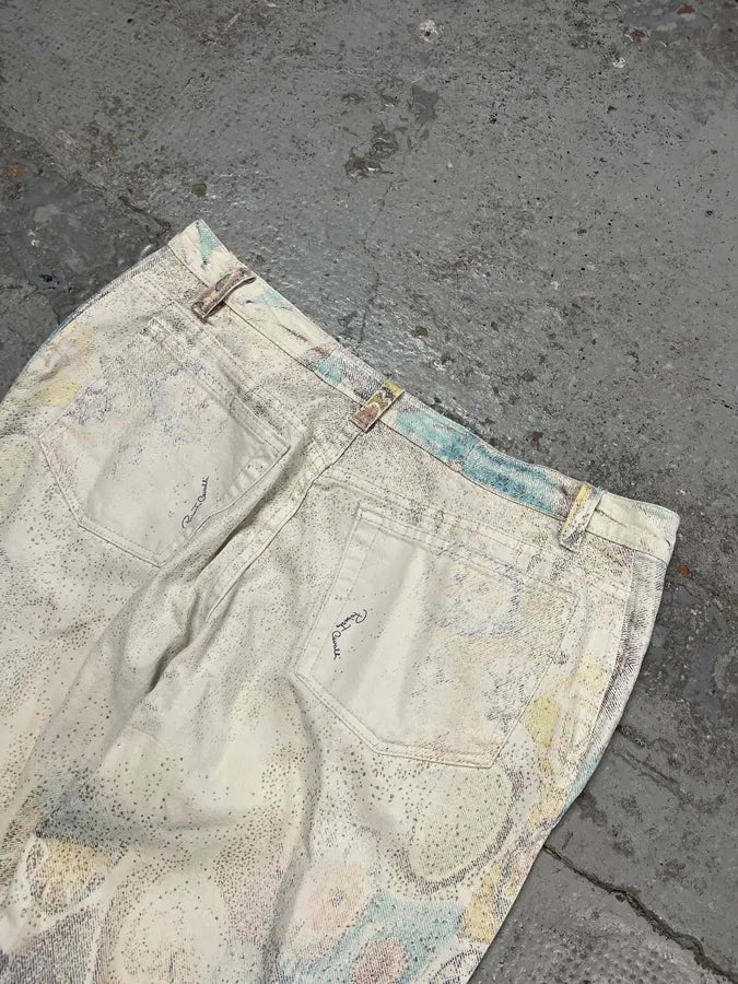 2000s Roberto Cavalli Gradient Ornaments White Pants fRHDhPV 8