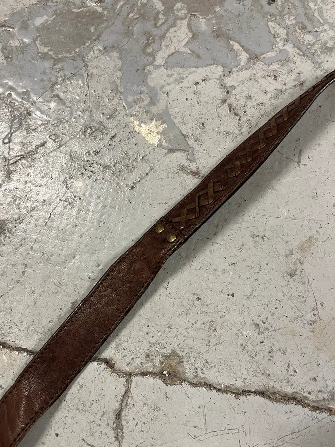 2000s Roberto Cavalli Grain Brown Leather Fringe Shoulder Bag AQAvPIt 6