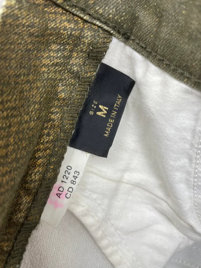 2000s Roberto Cavalli Green & Gold Shiny Overprint Pants POGvhwt 10
