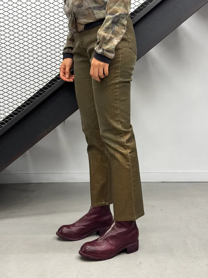 2000s Roberto Cavalli Green & Gold Shiny Overprint Pants POGvhwt 3