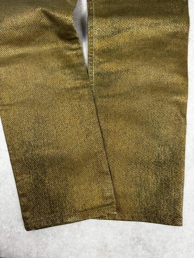 2000s Roberto Cavalli Green & Gold Shiny Overprint Pants POGvhwt 7