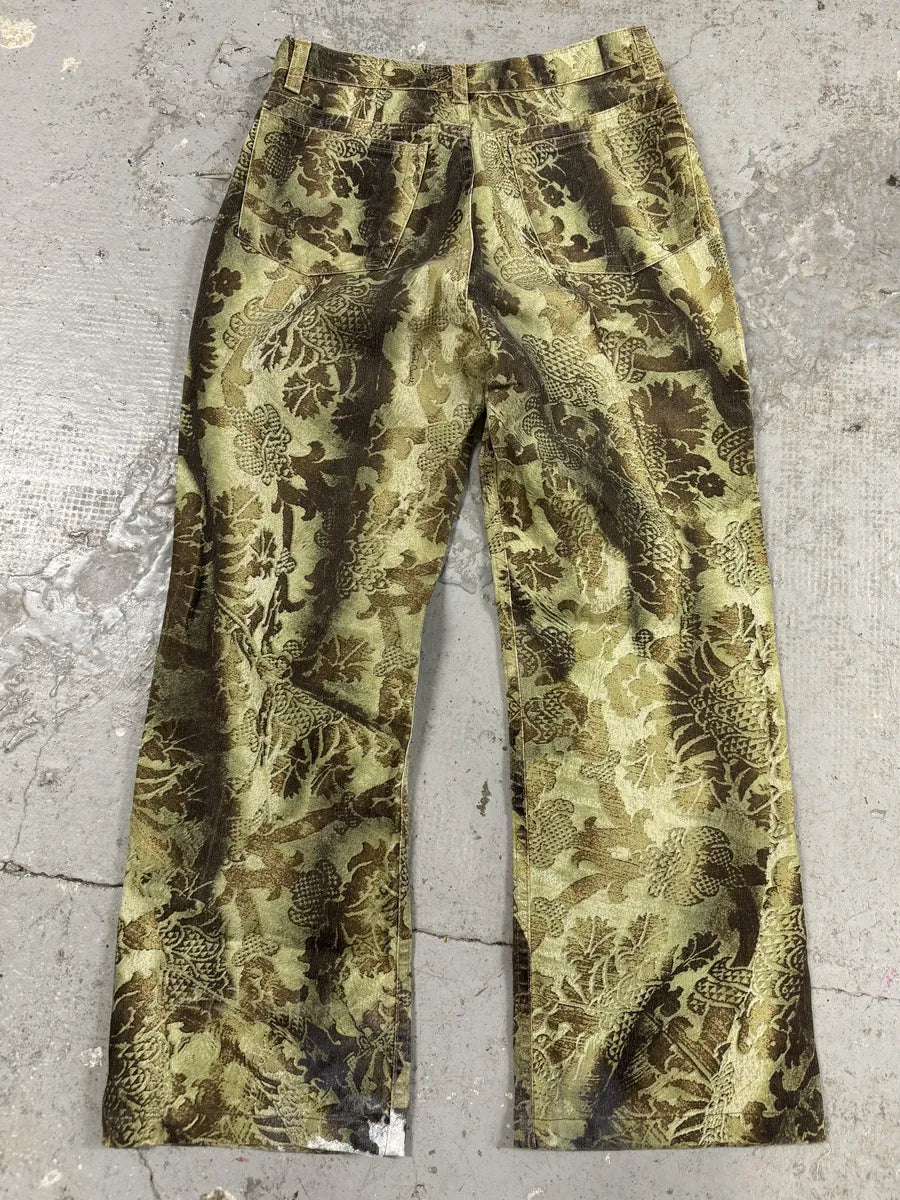 2000s Roberto Cavalli Green Asian World Cozy Pants (S) 3