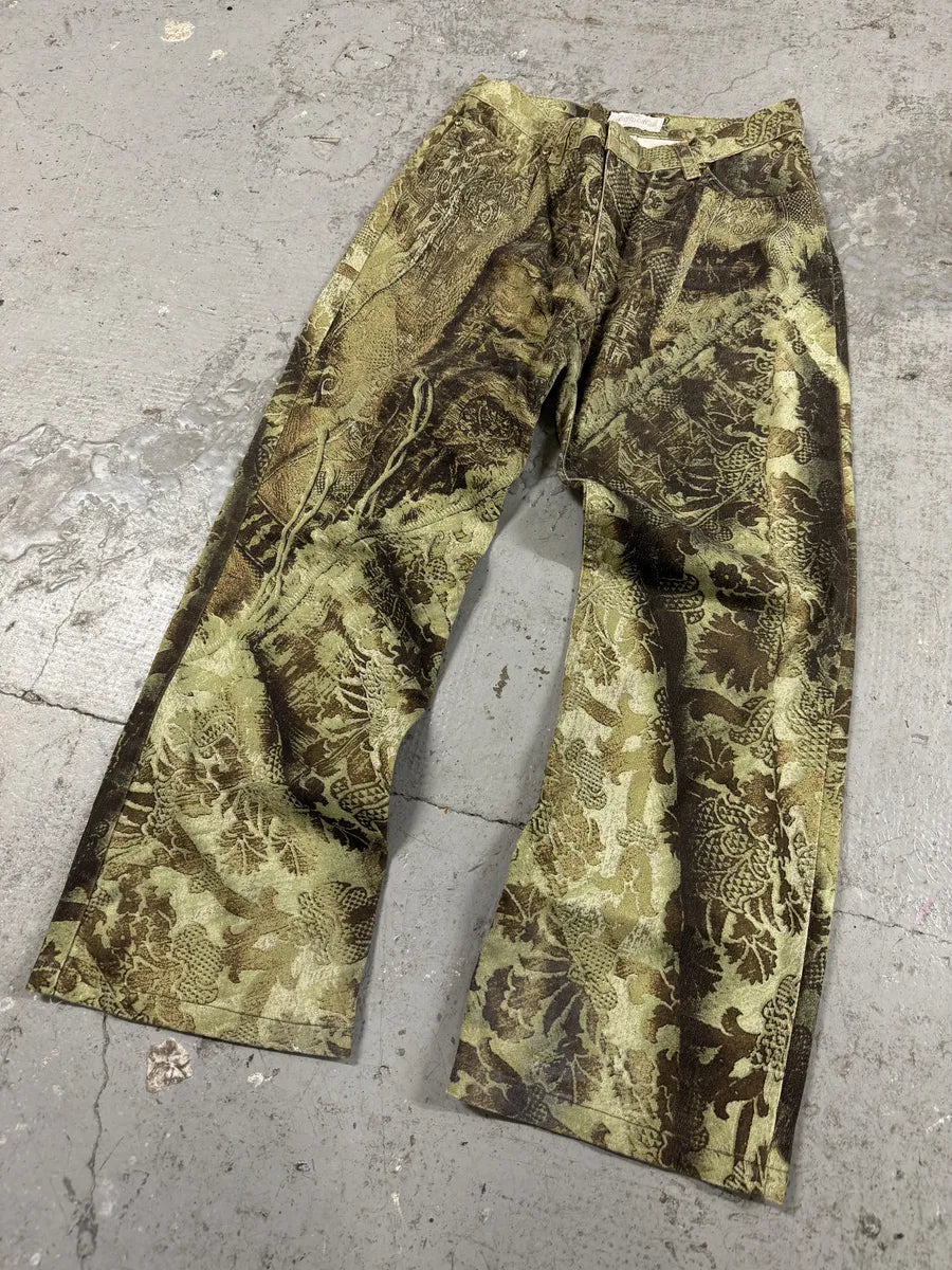 2000s Roberto Cavalli Green Asian World Cozy Pants (S) 5