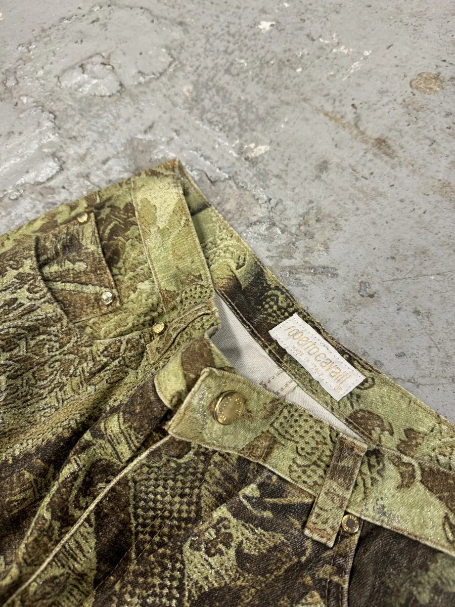 2000s Roberto Cavalli Green Asian World Cozy Pants (S) 6