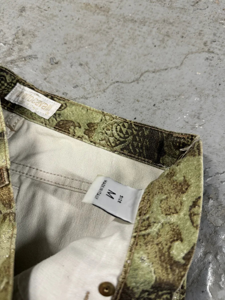 2000s Roberto Cavalli Green Asian World Cozy Pants (S) 7