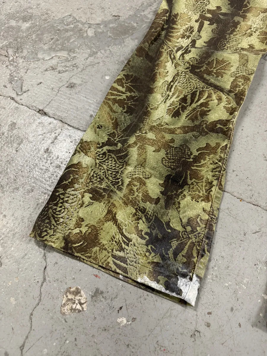 2000s Roberto Cavalli Green Asian World Cozy Pants (S) 8