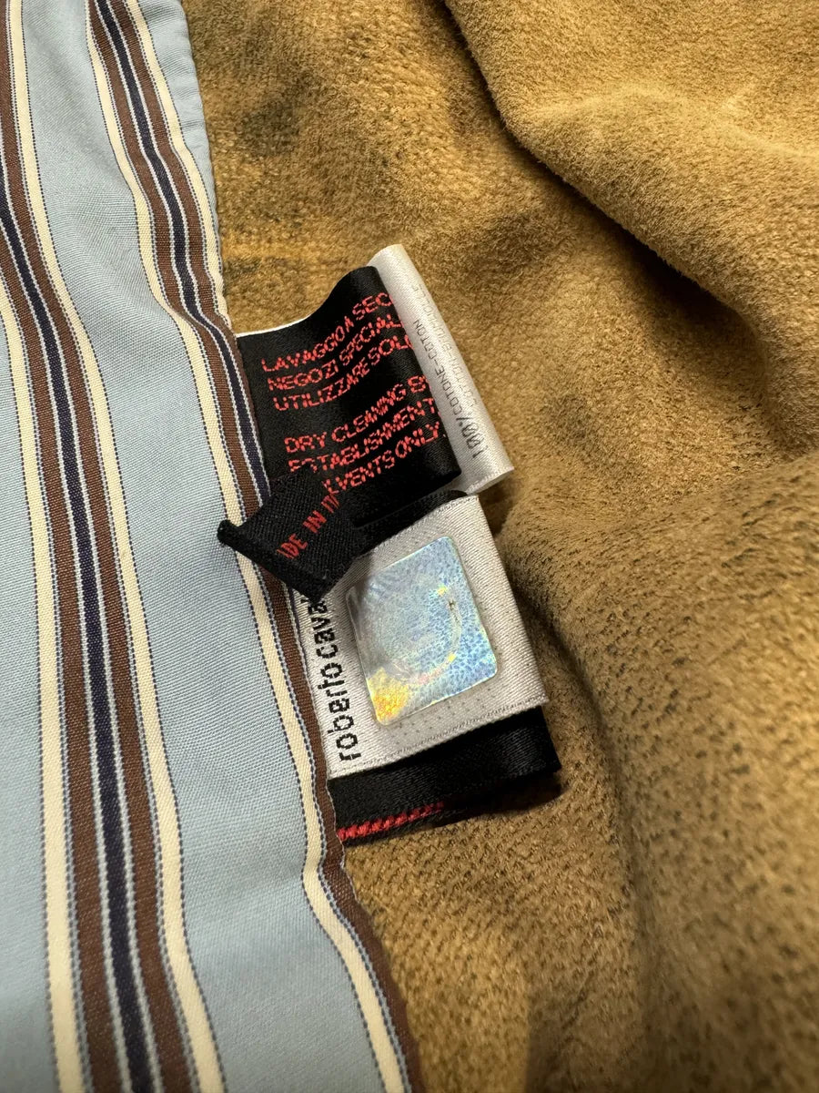 2000s Roberto Cavalli Green Faded Dust Leather Shirt TUAtgfk 11