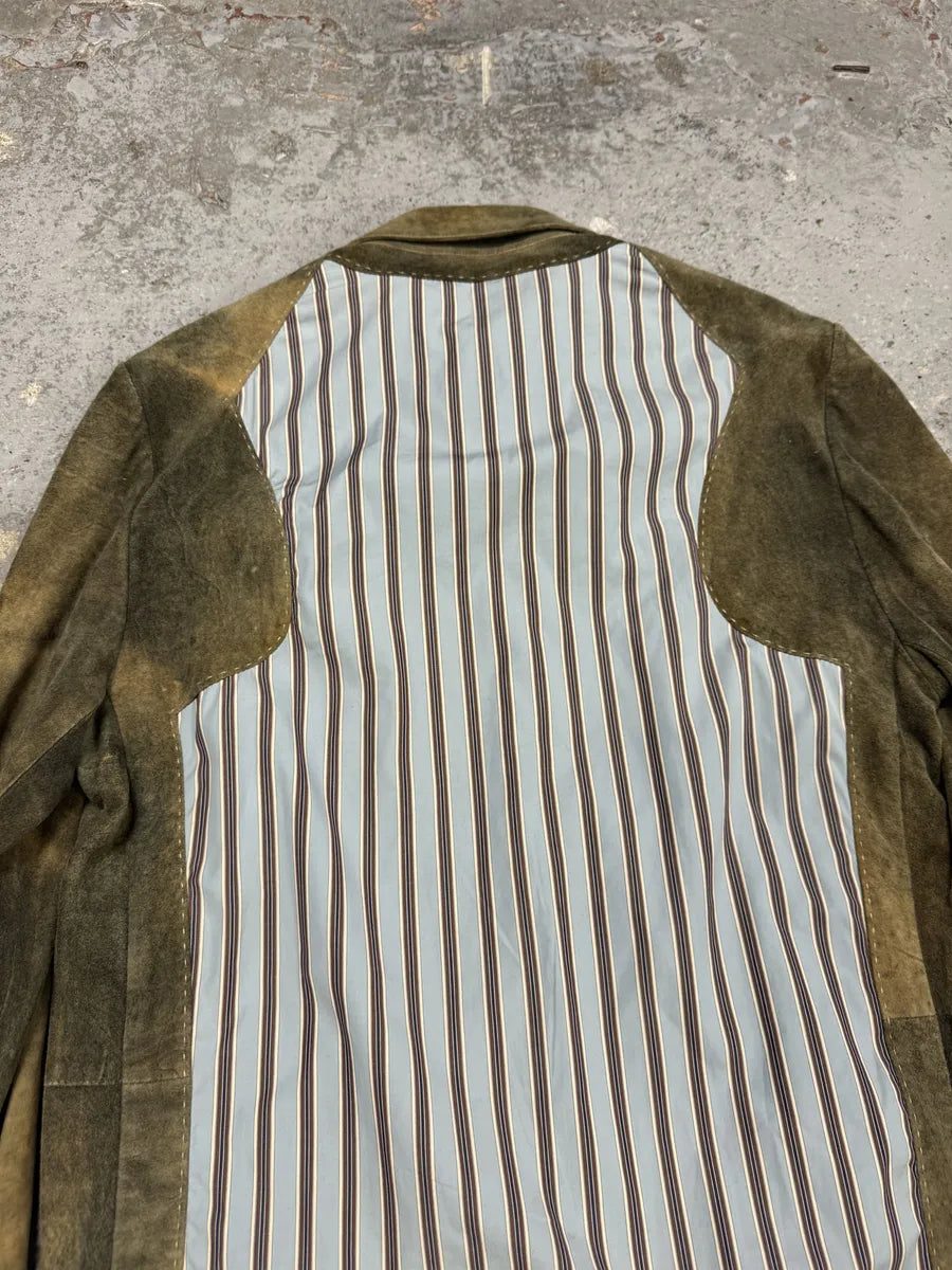 2000s Roberto Cavalli Green Faded Dust Leather Shirt TUAtgfk 7