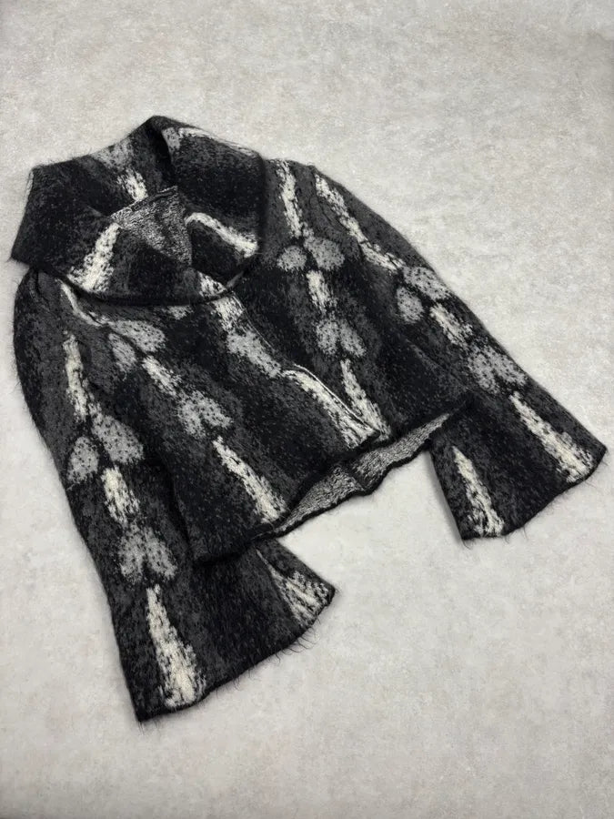 2000s Roberto Cavalli Grey & Black Wool Mohair Cardigan ojwKLkw 4