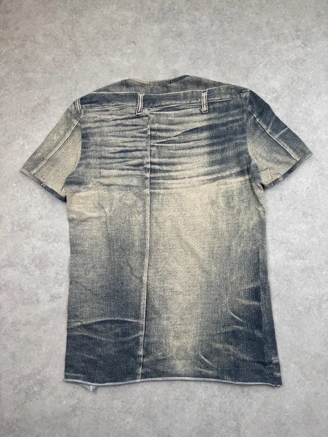 2000s Roberto Cavalli Grey Faded Denim Effect T-Shirt vywdIee 5
