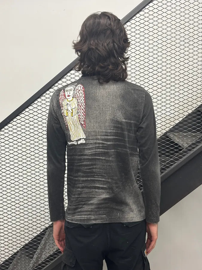2000s Roberto Cavalli Grey Embroidered Devils Longsleeve T-Shirt KucfqzU 2