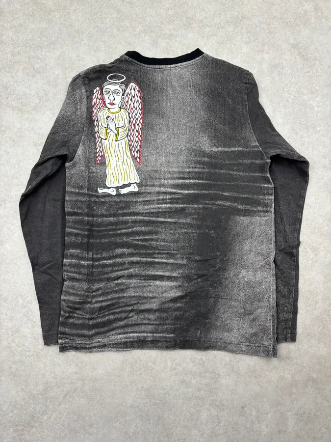 2000s Roberto Cavalli Grey Embroidered Devils Longsleeve T-Shirt KucfqzU 4