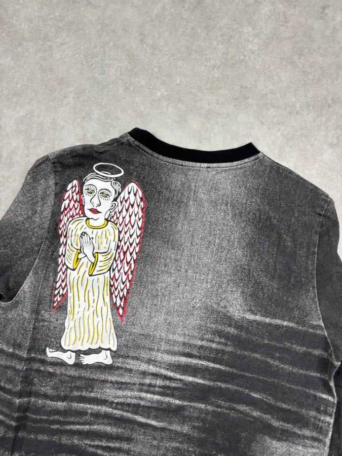 2000s Roberto Cavalli Grey Embroidered Devils Longsleeve T-Shirt KucfqzU 5