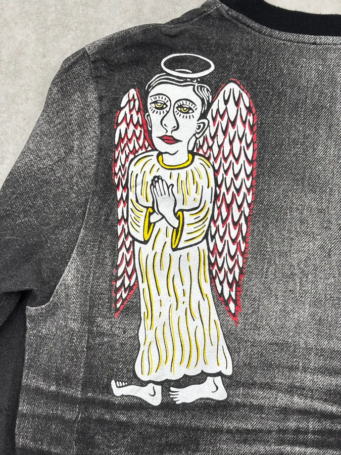 2000s Roberto Cavalli Grey Embroidered Devils Longsleeve T-Shirt KucfqzU 6