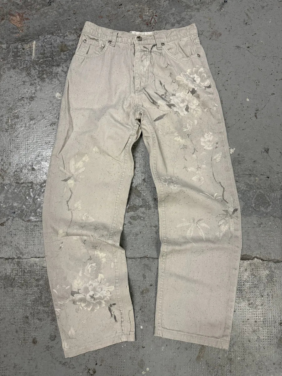 2000s Roberto Cavalli Grey Flowers Archive Pants mZthipG 0