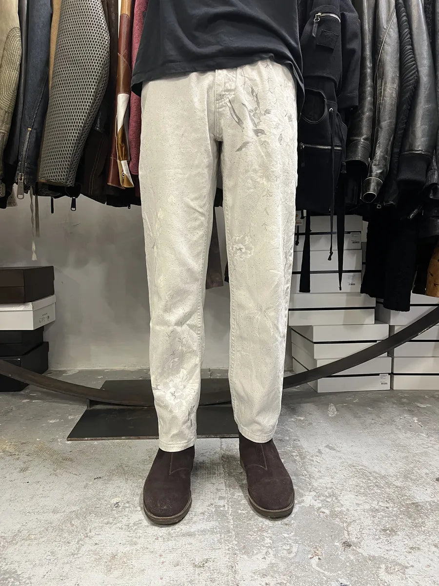2000s Roberto Cavalli Grey Flowers Archive Pants mZthipG 1