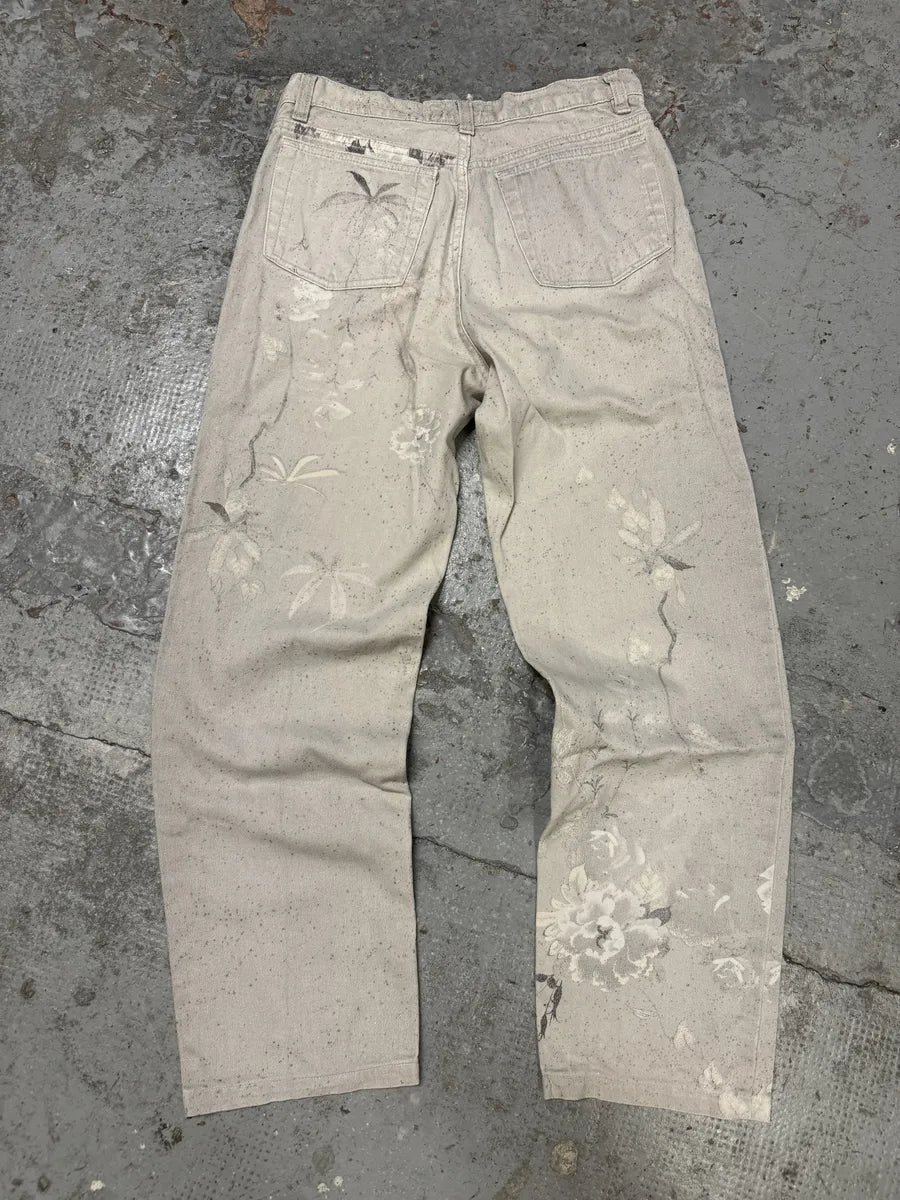 2000s Roberto Cavalli Grey Flowers Archive Pants mZthipG 4