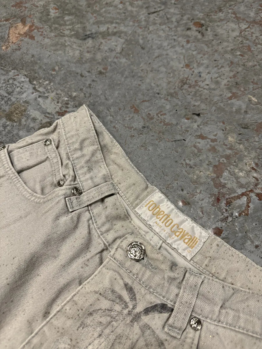 2000s Roberto Cavalli Grey Flowers Archive Pants mZthipG 8