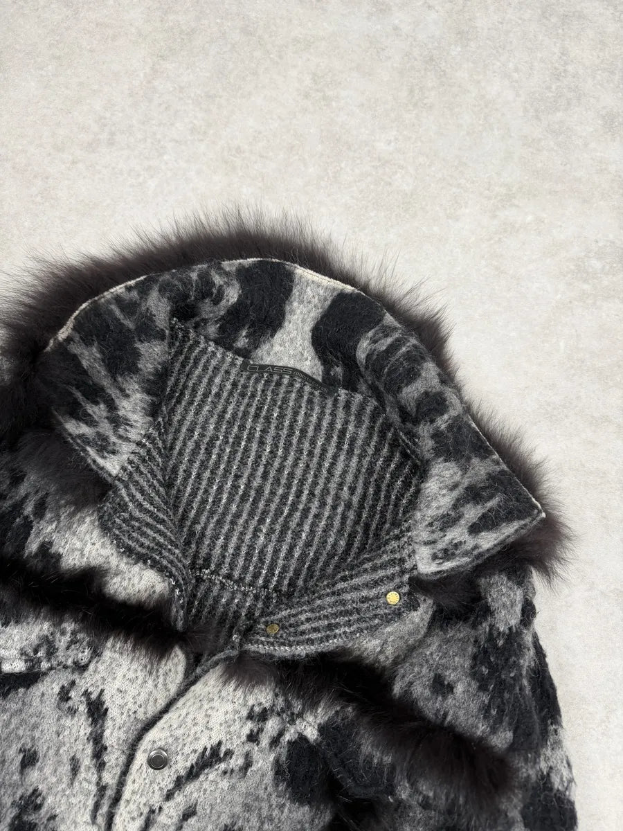 2000s Roberto Cavalli Grey Gradient Mohair Fur Cardigan Jacket wpvvXii 10