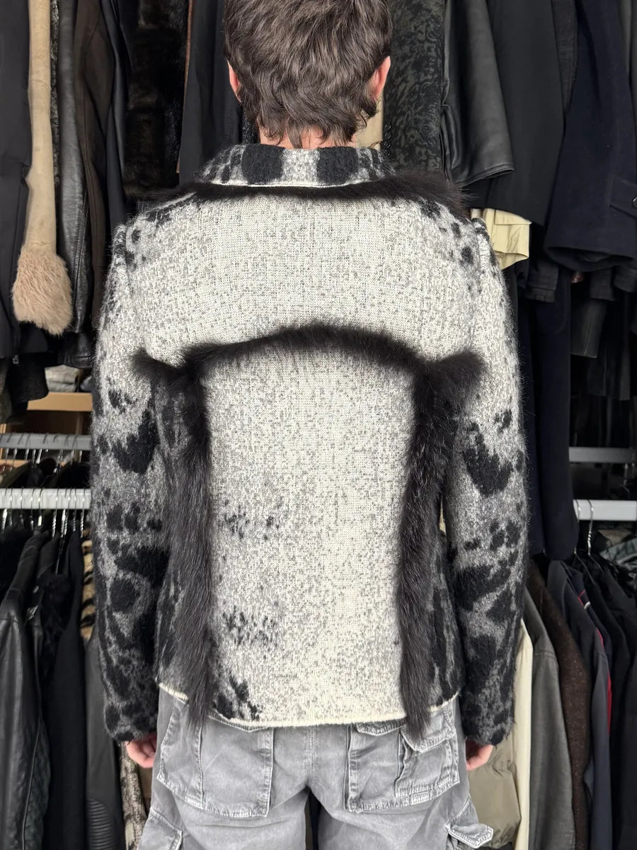 2000s Roberto Cavalli Grey Gradient Mohair Fur Cardigan Jacket wpvvXii 3