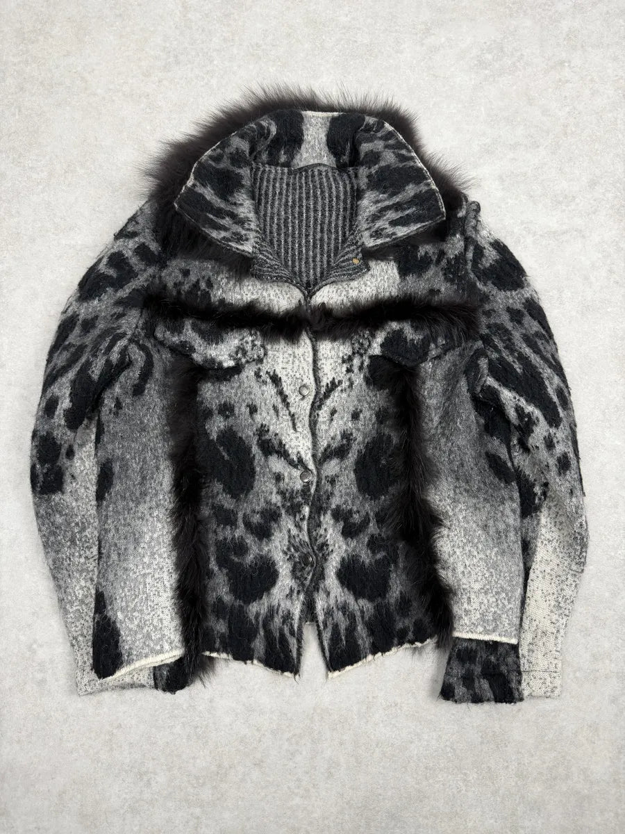 2000s Roberto Cavalli Grey Gradient Mohair Fur Cardigan Jacket wpvvXii 4