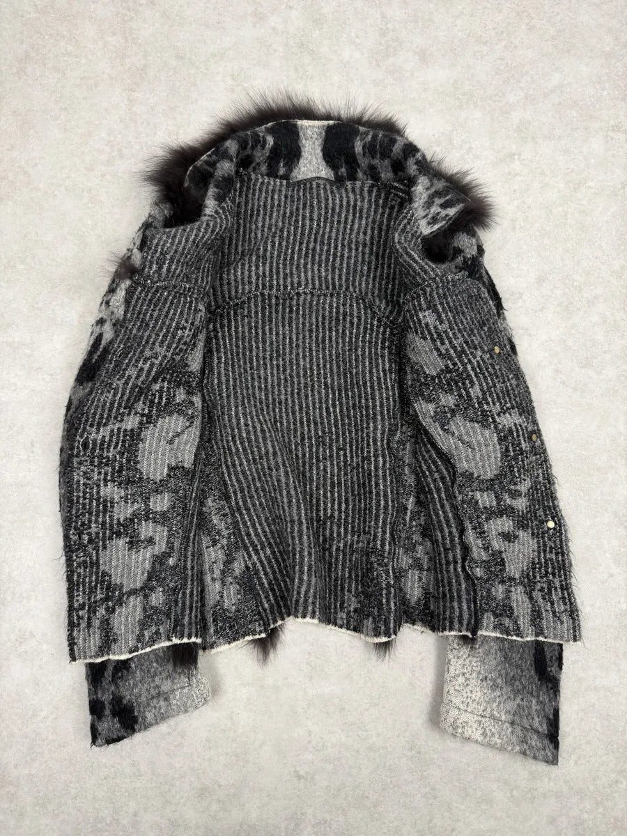 2000s Roberto Cavalli Grey Gradient Mohair Fur Cardigan Jacket wpvvXii 5