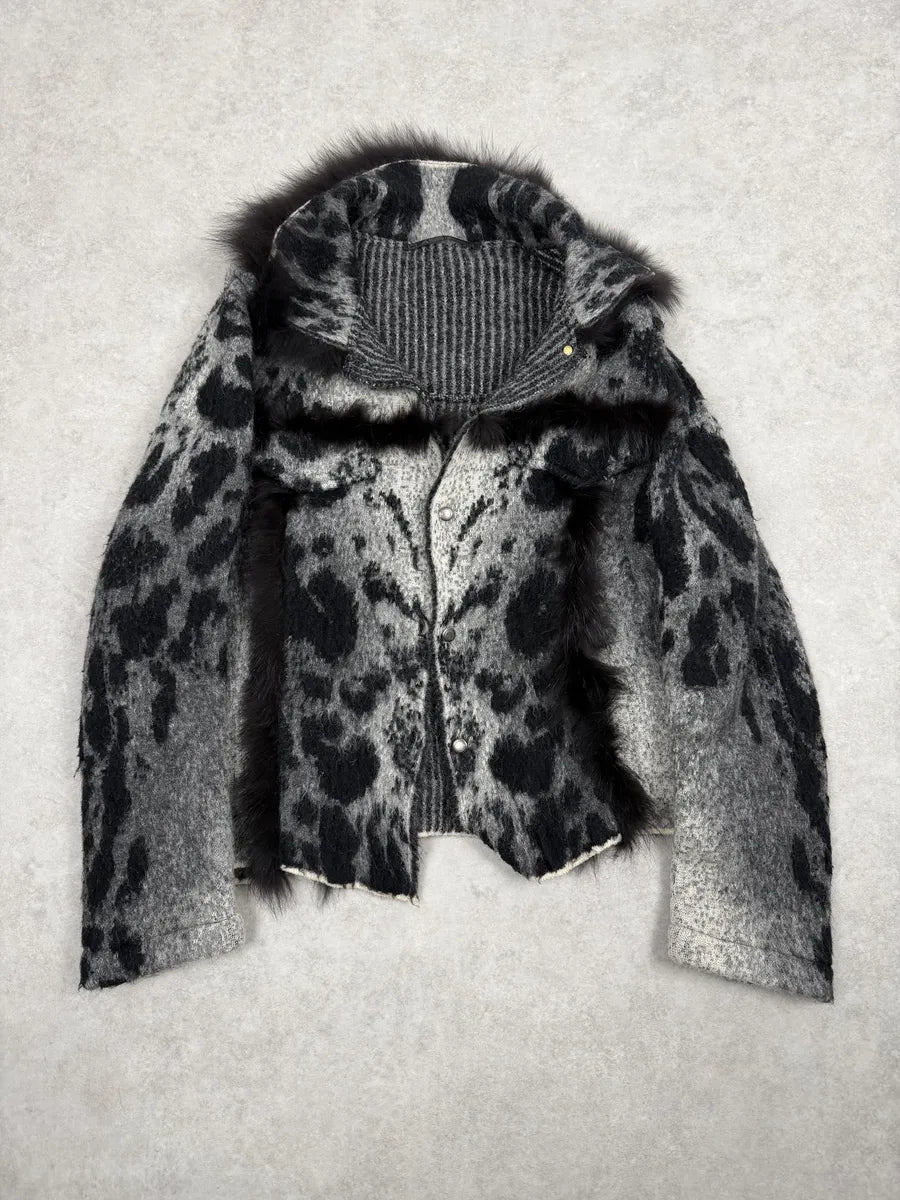 2000s Roberto Cavalli Grey Gradient Mohair Fur Cardigan Jacket wpvvXii 6