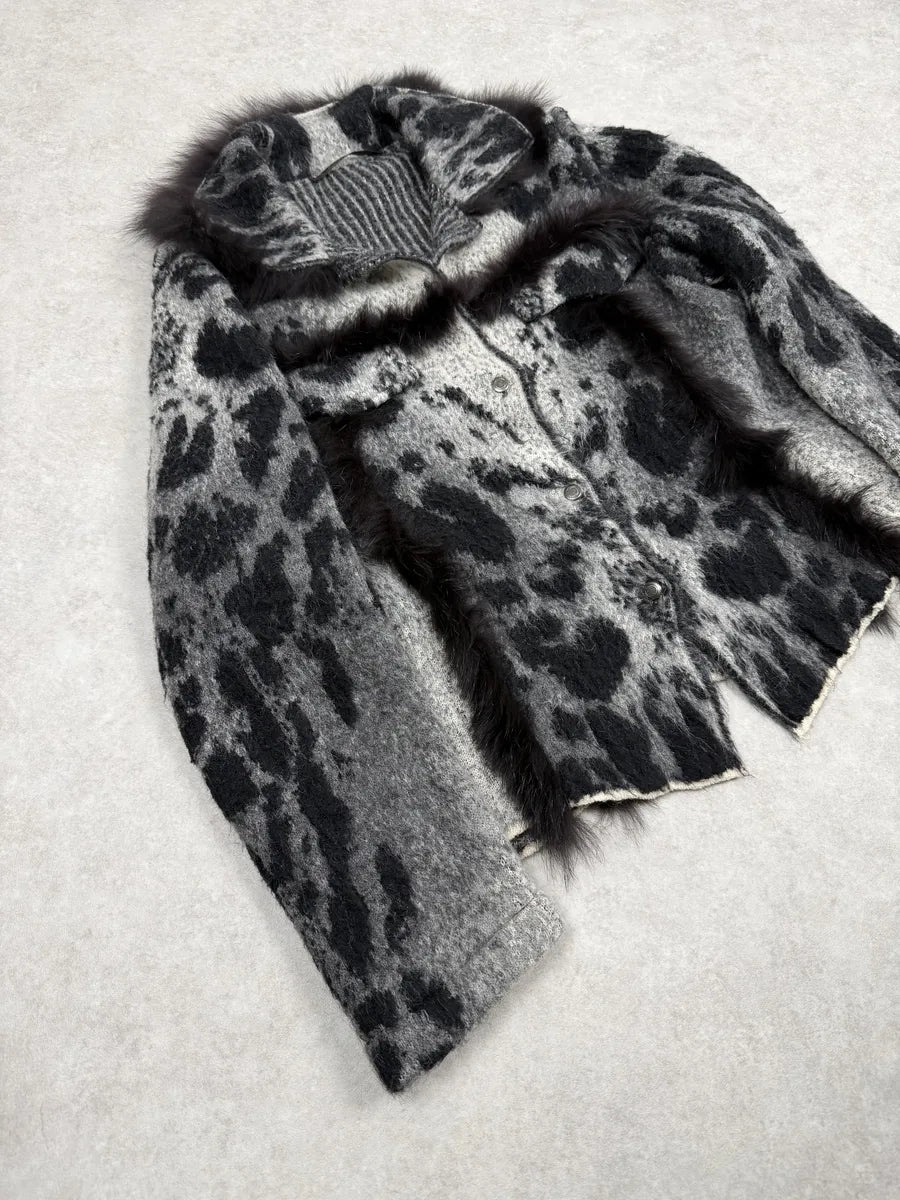 2000s Roberto Cavalli Grey Gradient Mohair Fur Cardigan Jacket wpvvXii 7