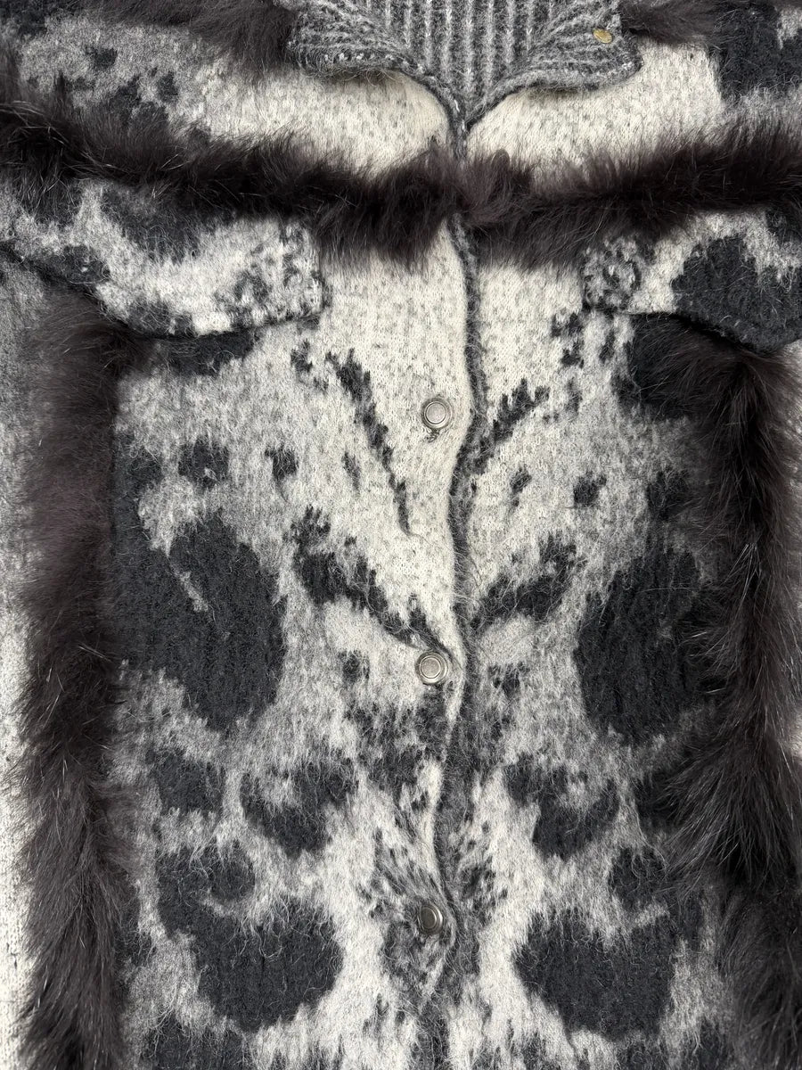 2000s Roberto Cavalli Grey Gradient Mohair Fur Cardigan Jacket wpvvXii 8