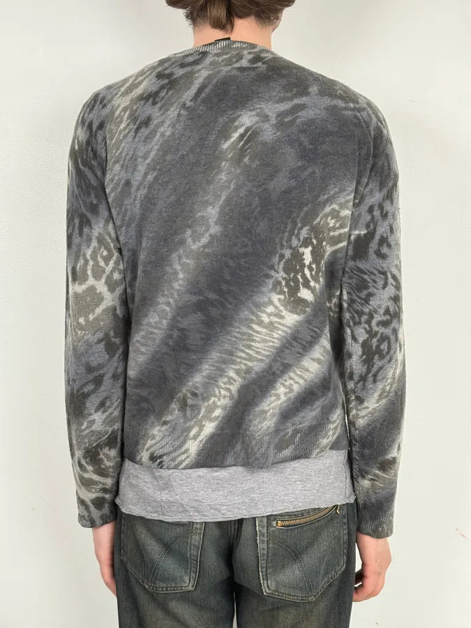 2000s Roberto Cavalli Grey Leopard Camo Sweater OlRylvd 2
