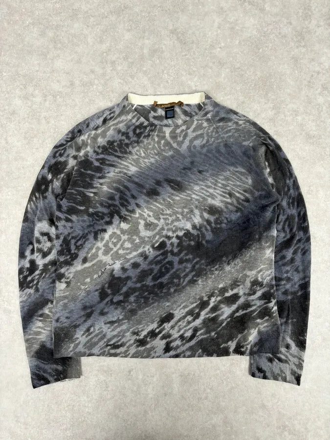 2000s Roberto Cavalli Grey Leopard Camo Sweater OlRylvd 0