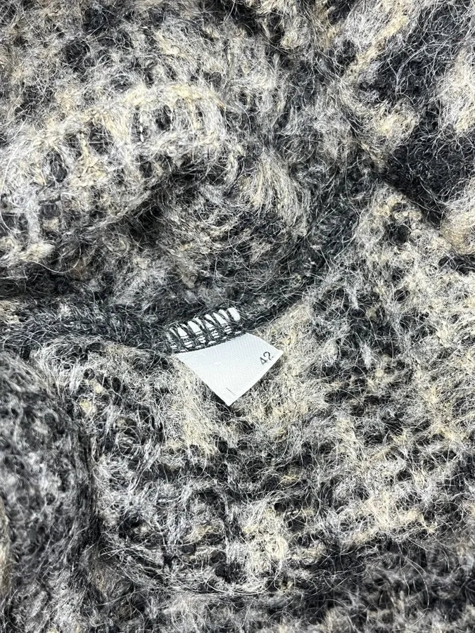 2000s Roberto Cavalli Grey Leopard Wool & Mohair Zip Long Coat mGoJaBo 9