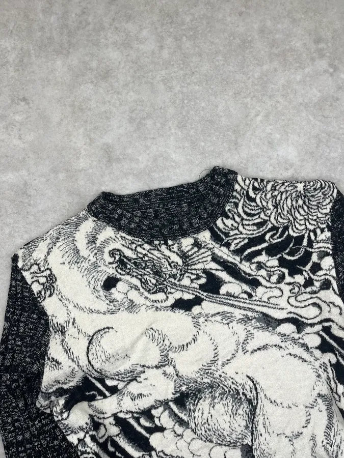 2000s Roberto Cavalli Grey Wool Hallucination Manga Sweater  iVsxBzv 3