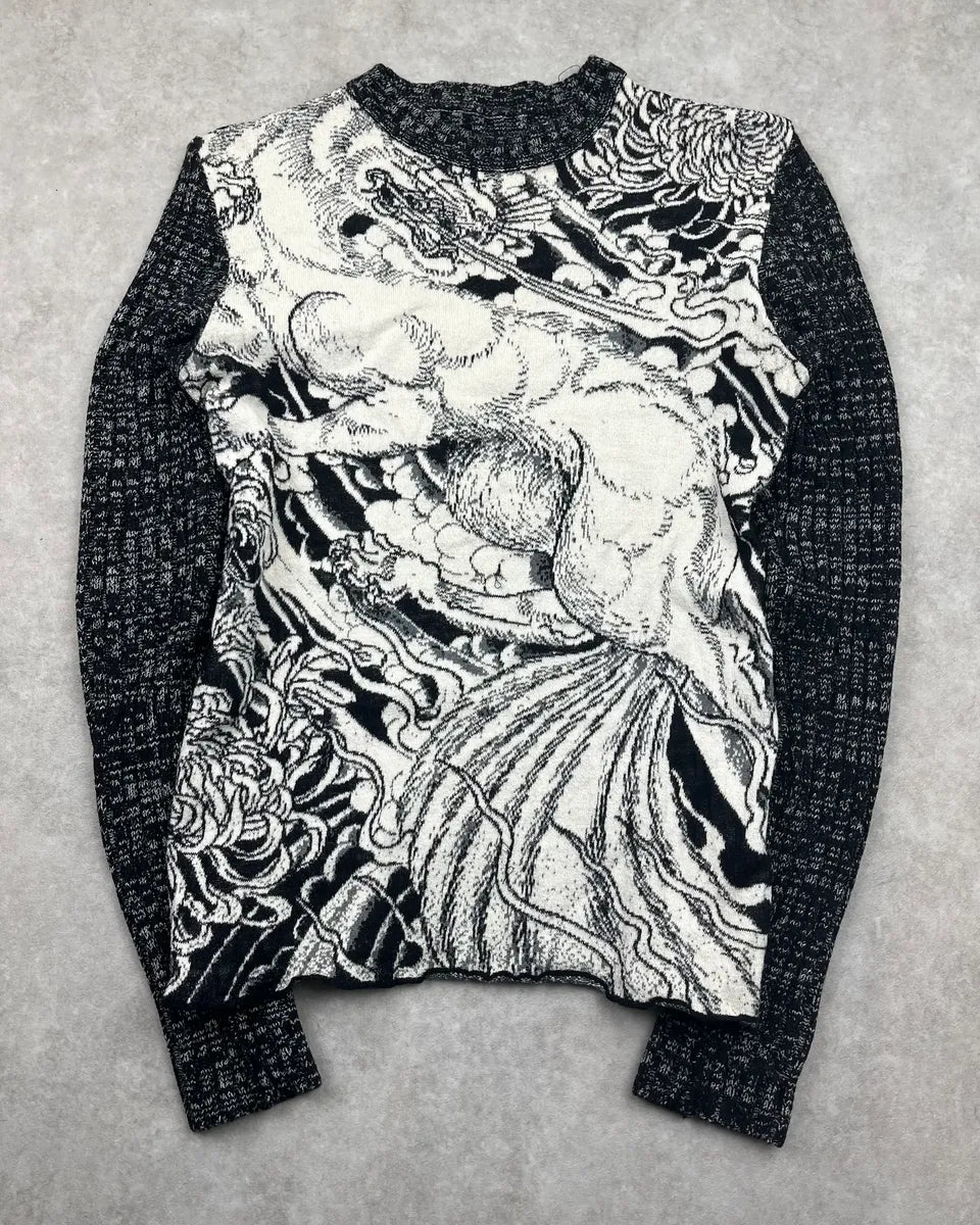 2000s Roberto Cavalli Grey Wool Hallucination Manga Sweater  iVsxBzv 2