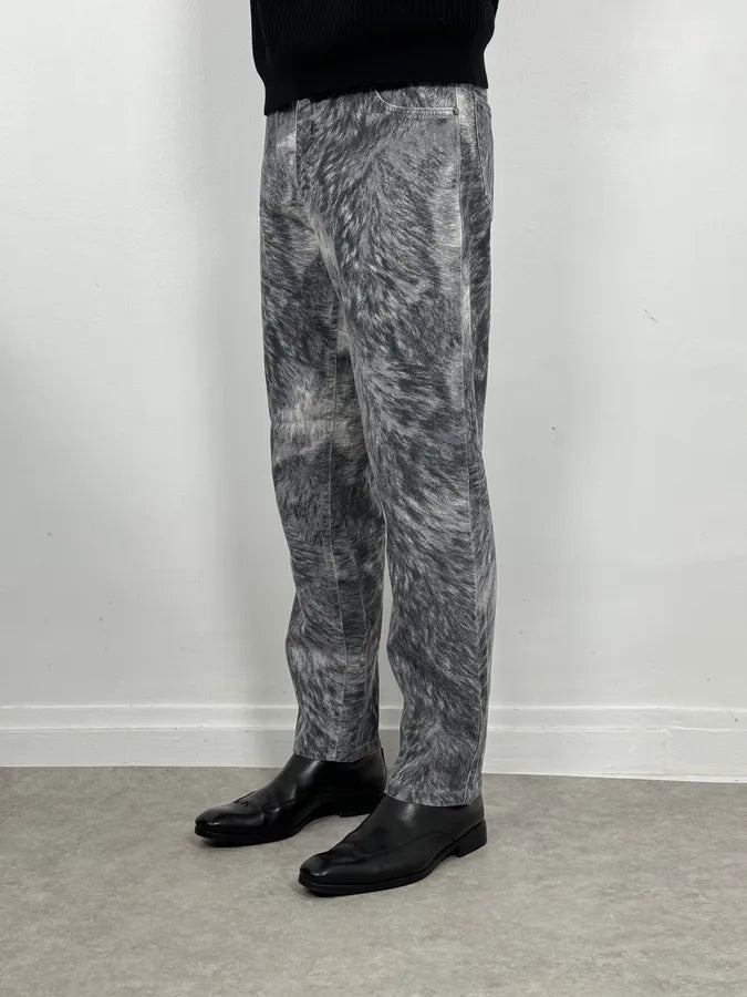 2000s Roberto Cavalli Grizzly Fur Print Grey Pants ybYGxXB 1