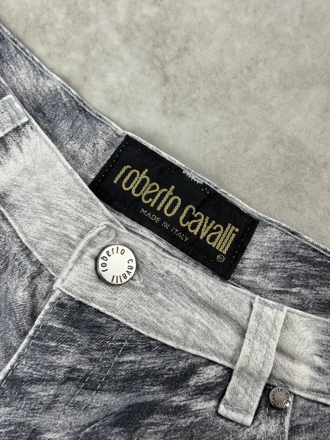 2000s Roberto Cavalli Grizzly Fur Print Grey Pants ybYGxXB 6