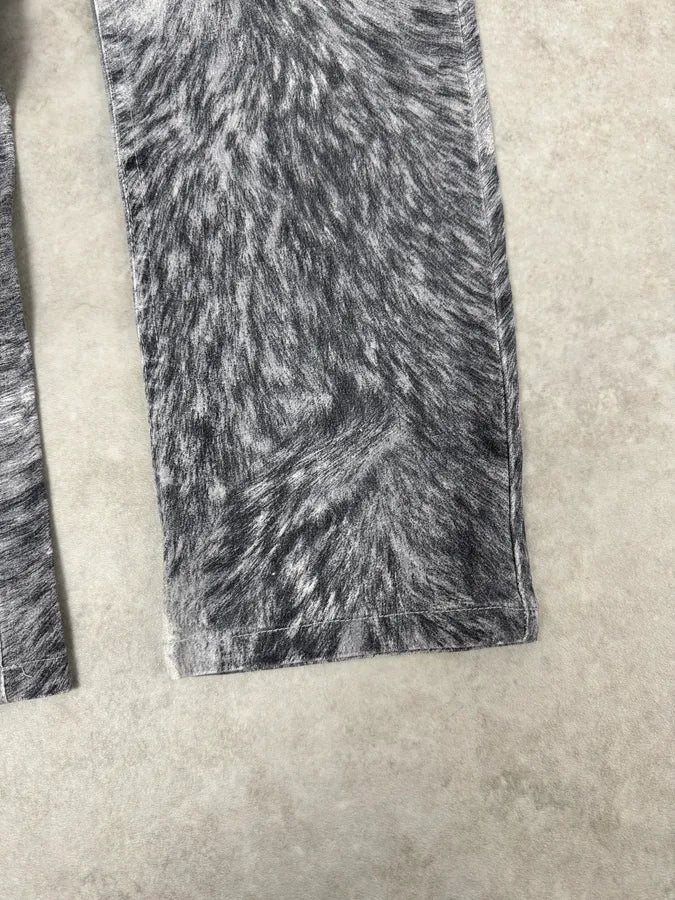 2000s Roberto Cavalli Grizzly Fur Print Grey Pants ybYGxXB 8