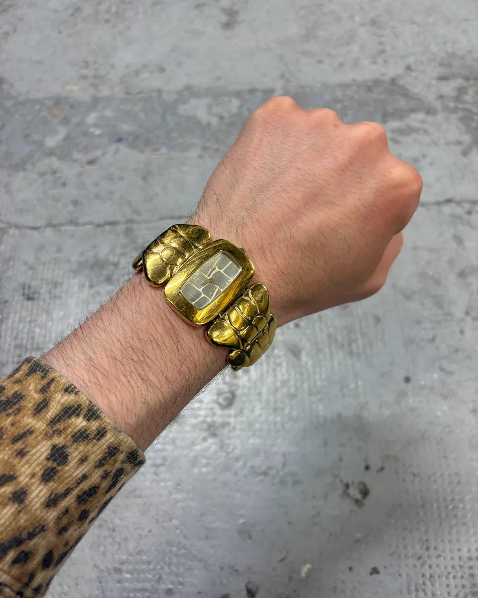 2000s Roberto Cavalli Guilded Chunky Link Snake Watch ufUTAxm 0