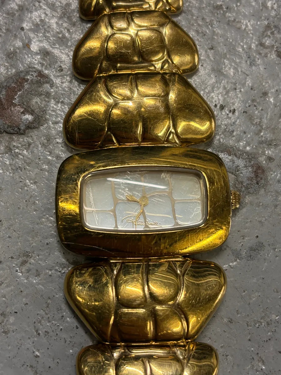 2000s Roberto Cavalli Guilded Chunky Link Snake Watch ufUTAxm 5