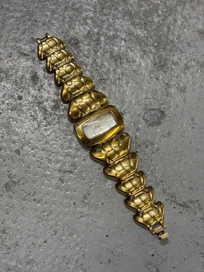 2000s Roberto Cavalli Guilded Chunky Link Snake Watch ufUTAxm 3