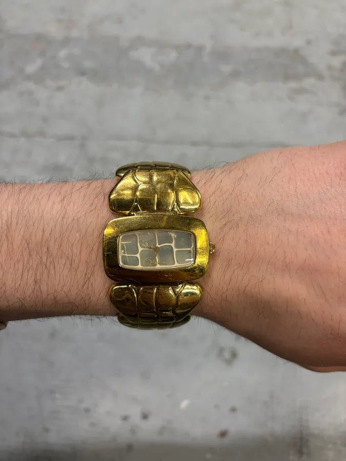 2000s Roberto Cavalli Guilded Chunky Link Snake Watch ufUTAxm 2