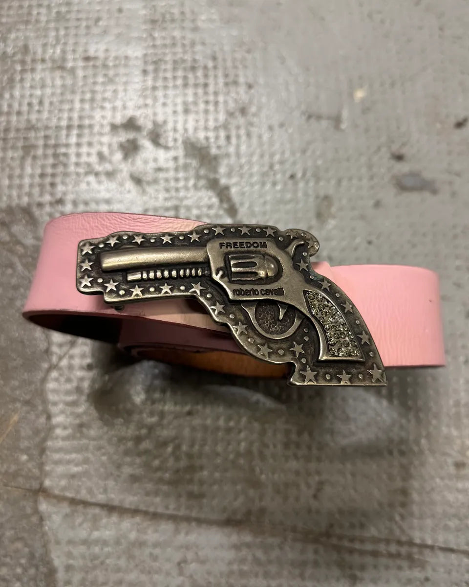2000s Roberto Cavalli Gun Pink Leather Belt (M) VyAWunS 0