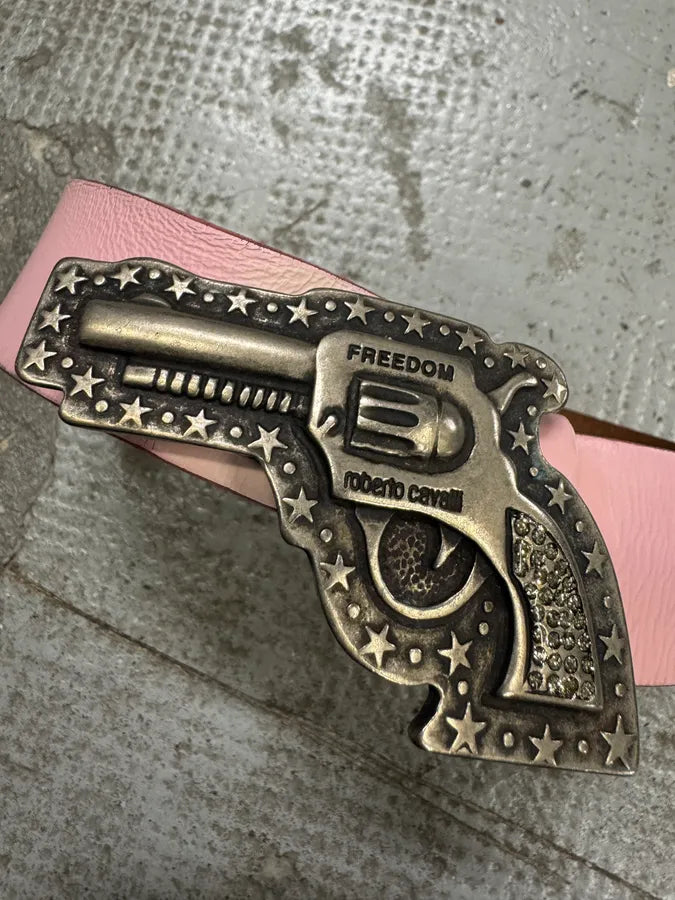 2000s Roberto Cavalli Gun Pink Leather Belt (M) VyAWunS 2