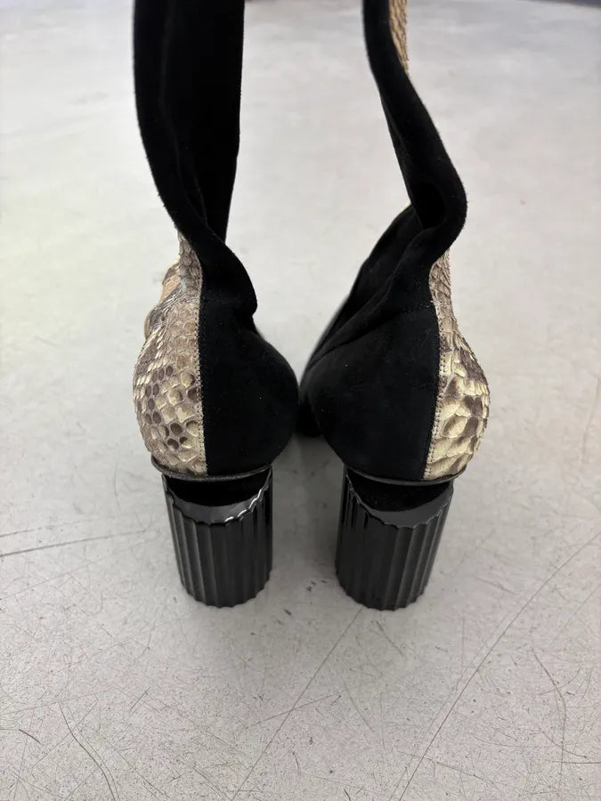 2000s Roberto Cavalli Hybrid Suede & Python Leather Heels WaYPhtu 4