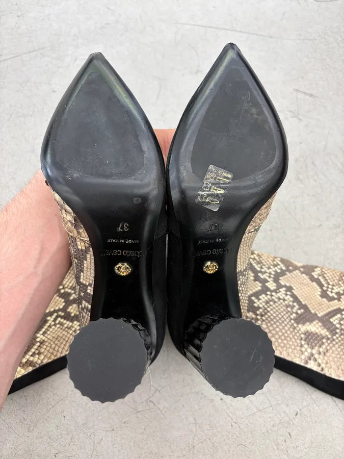 2000s Roberto Cavalli Hybrid Suede & Python Leather Heels WaYPhtu 5