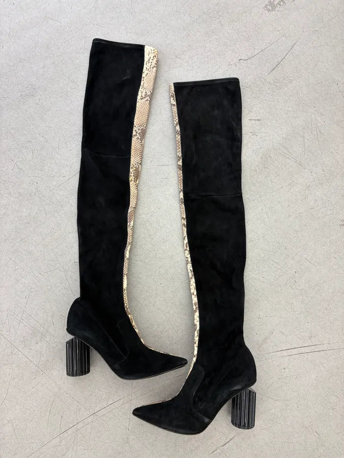 2000s Roberto Cavalli Hybrid Suede & Python Leather Heels WaYPhtu 1