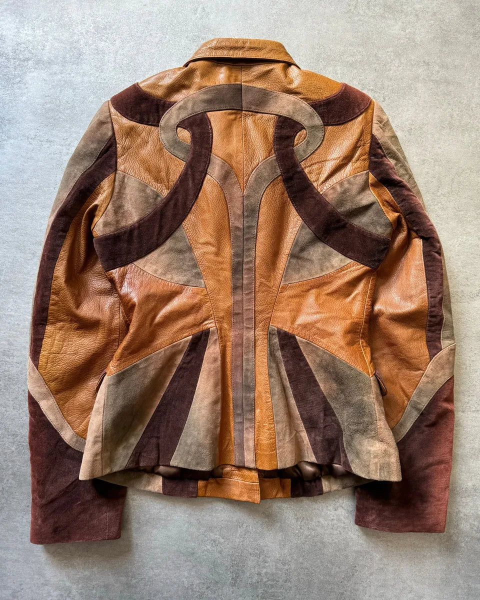 2000s Roberto Cavalli Imperial Brown Suede Leather Jacket MYFGpPK 3