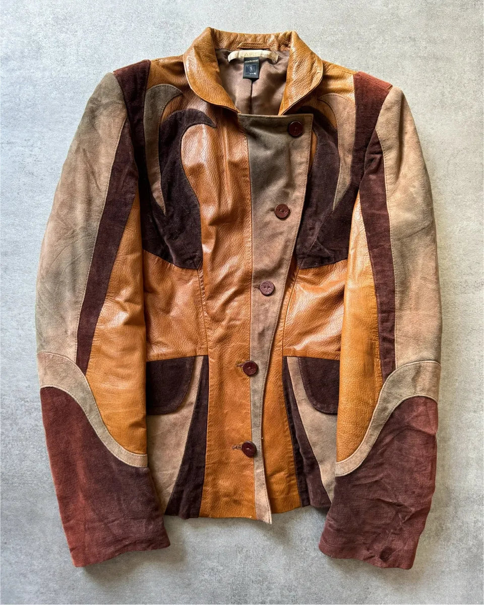 2000s Roberto Cavalli Imperial Brown Suede Leather Jacket MYFGpPK 4
